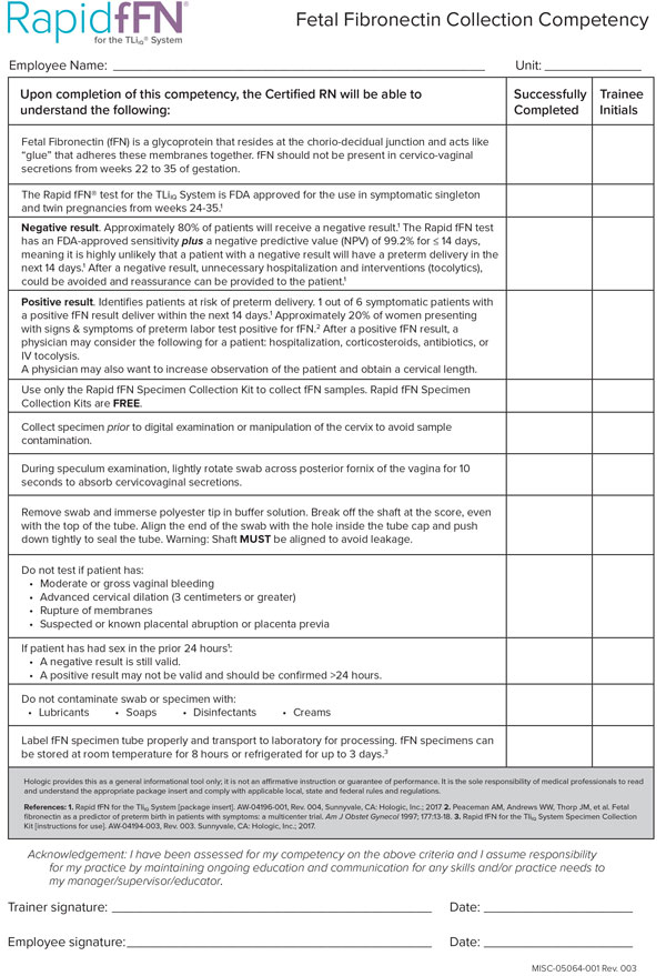 Order materials - Rapid fFN